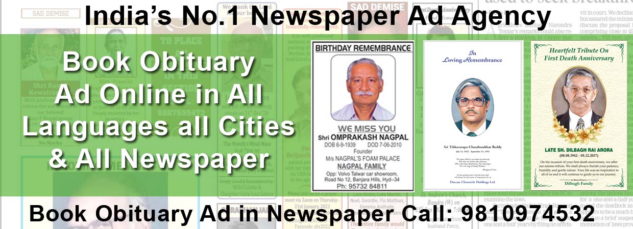 Book Obituary Ad Online in Newspaper